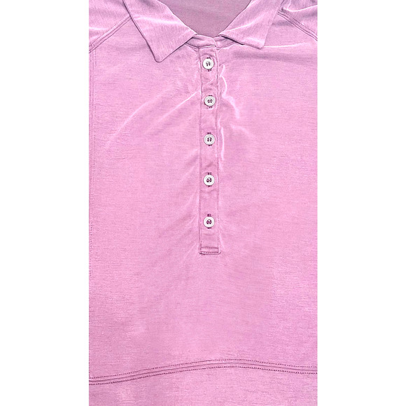 Free People purple collared High-low half button blouse women's loose oversized - Picture 2 of 6